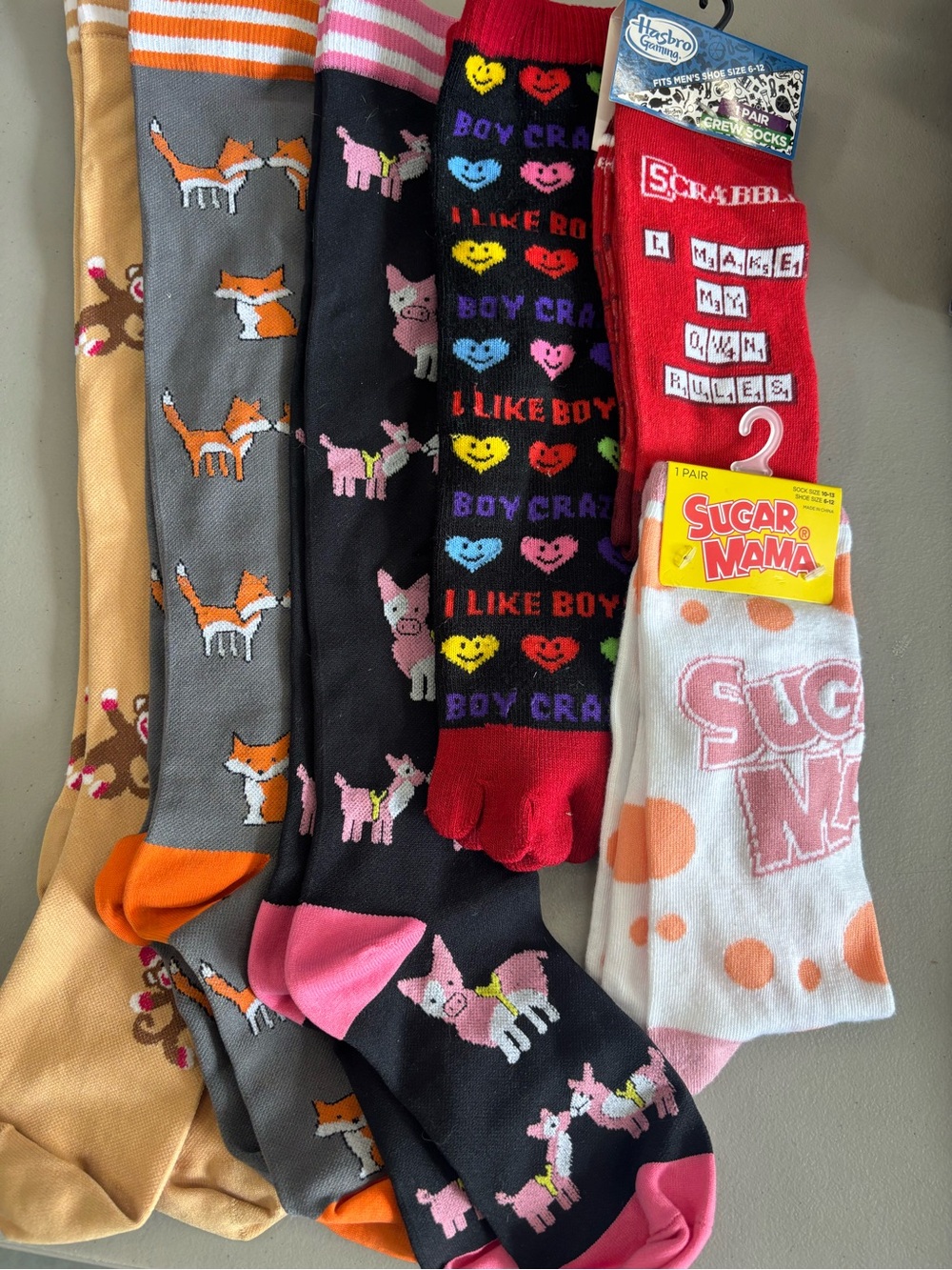 Women's Novelty Crew Socks - White & Orange Polka Dot
